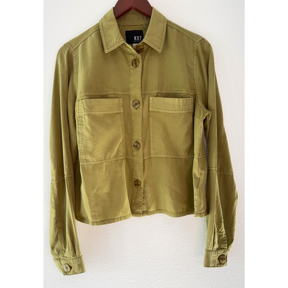 Kut from the Kloth Jackets & Blazers - KUT from the Kloth Green Utility Shacket 100% Lyocell Cropped Gorpcore Granola